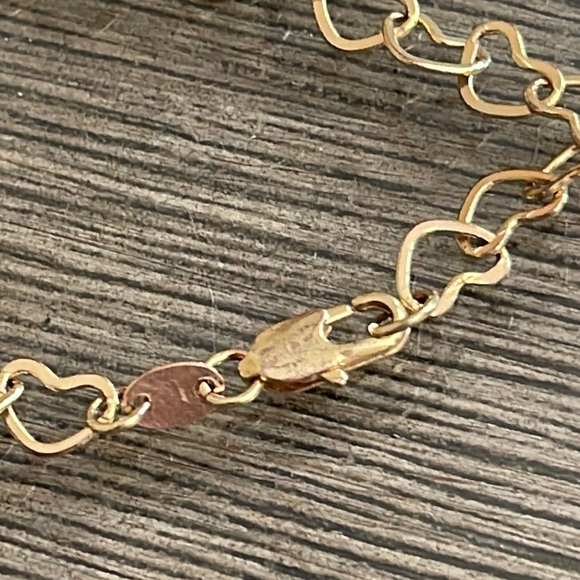 Vintage GHELLER Gold Filled 18 kt Gold Heart Link Bracelet 7 3/4” - Picture 6 of 14